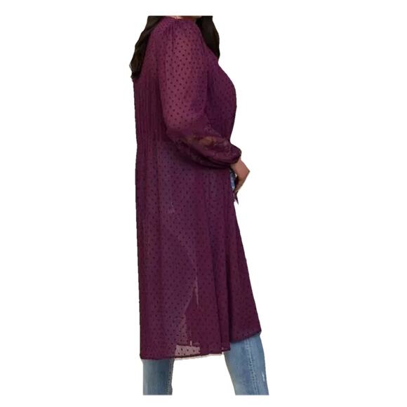 Torrid Woman Sheer Kimono Clit Dot Texture Plus sz 1X Button Front Lace Fairy - Picture 4 of 16